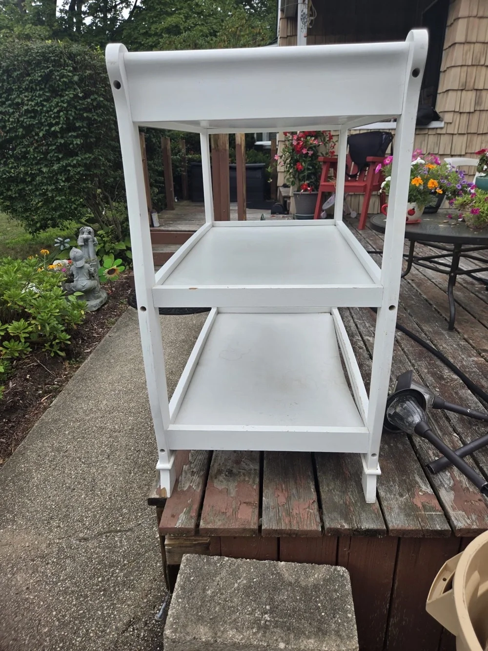 Badger Basket Sleigh Style Changing Table White Wooden Three-Tier Cart